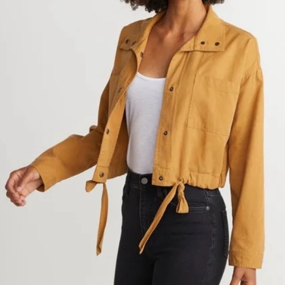 marine layer yellow cropped lightweight jacket